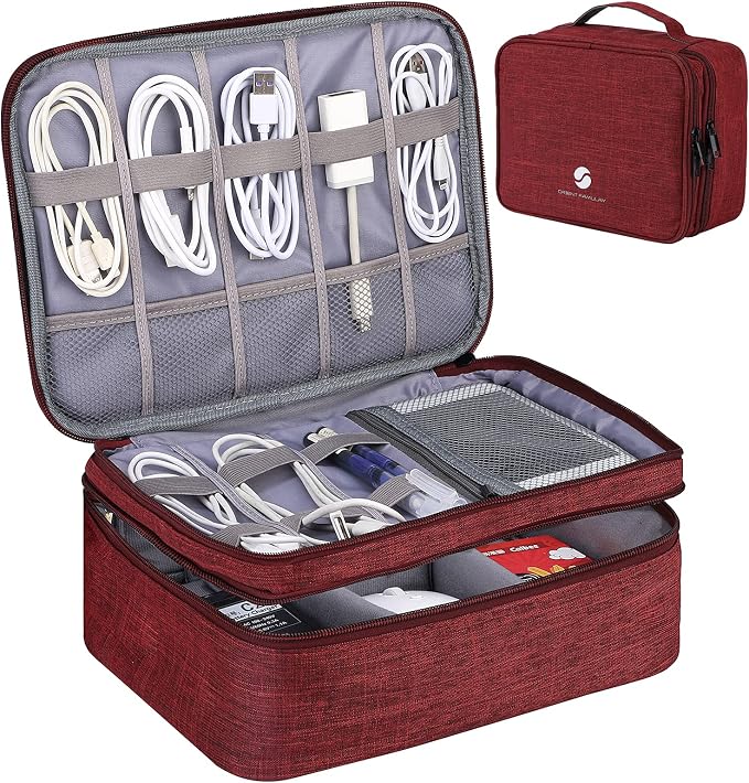 ORIENT FAMULAY Travel Electronics Organizer, Waterproof Cable Organizer Bag by ORIENTFAMULAY