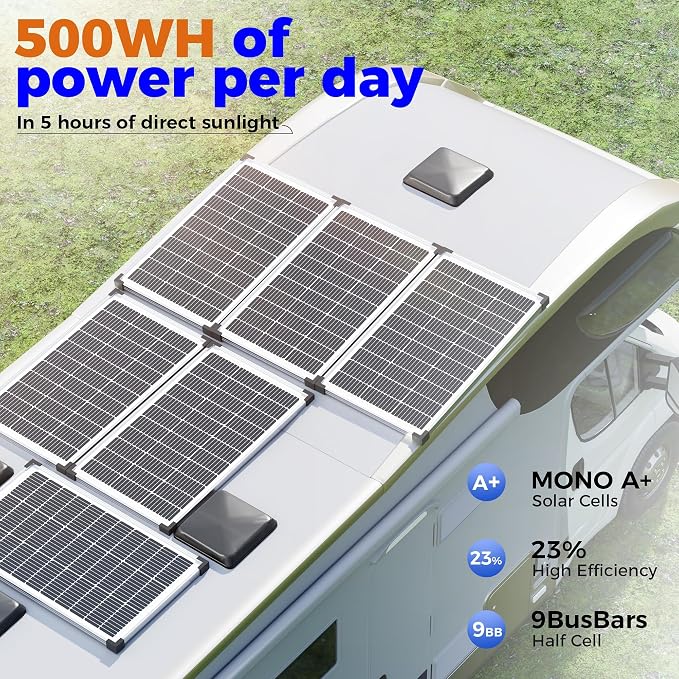 Voltset 100W 12V Solar Panel, High Efficiency 9BB Cell Monocrystalline Solar - Image 2