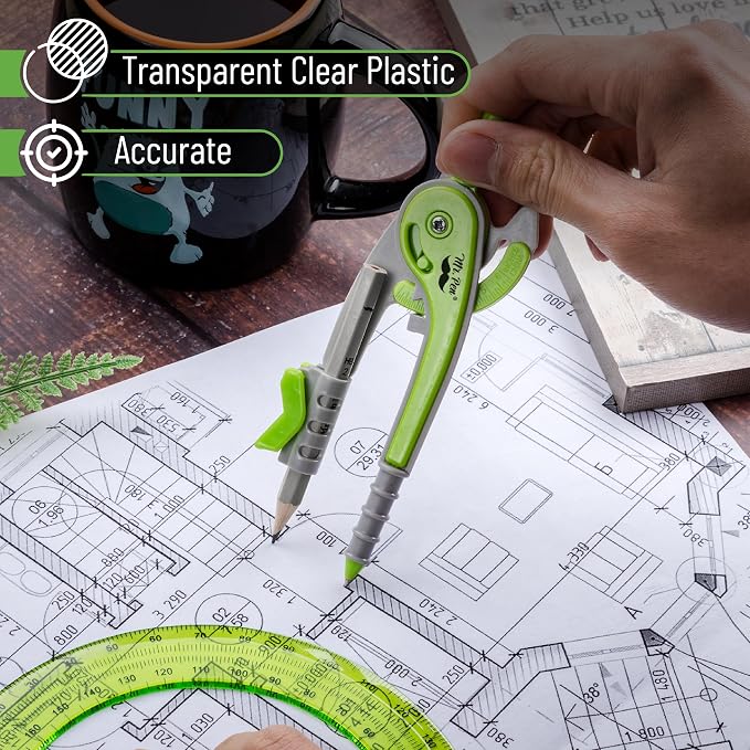 Mr. Pen- Geometry Compass and Protractor Set, 6 Inch Compass, 6 Inch Protractor - Image 4