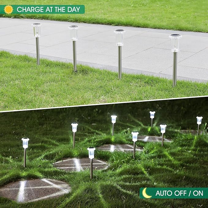 Eyrosa Solar Lights Outdoor, 15 Pack Waterproof Stainless Steel Solar Stake - Image 5