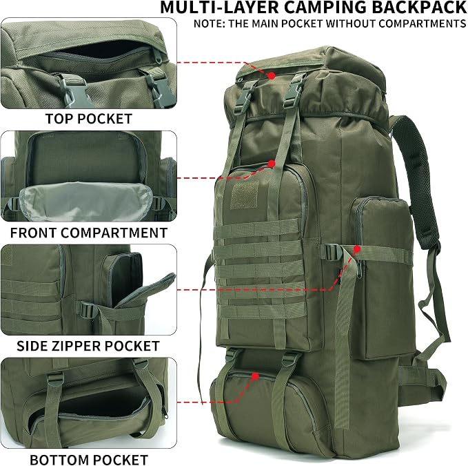 Hiking Backpack for Men 70L/100L Camping Backpack Military Rucksack Molle 3 - Image 3
