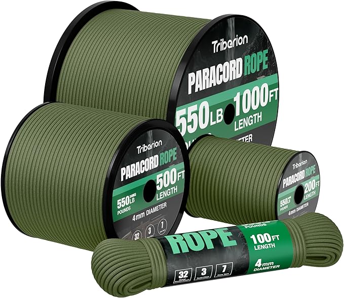 Paracord Rope 550 lb - 50ft 5/32" Parachute Cord 4MM 7-Strand para Cord - Heavy by Triberion