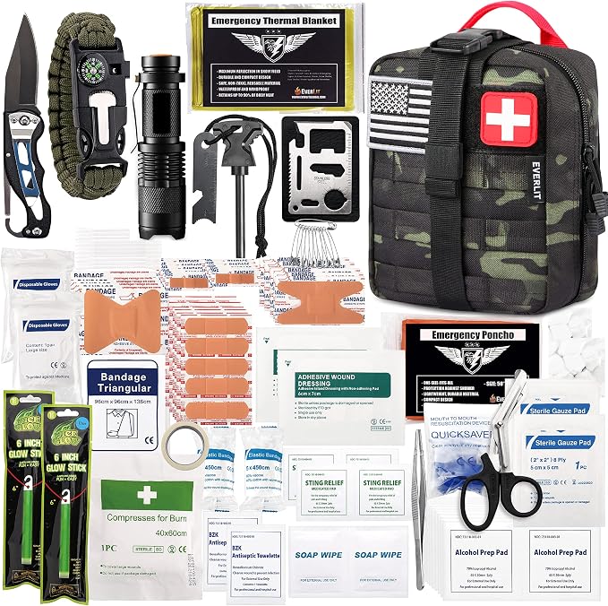EVERLIT 250 Pieces Survival First Aid Kit IFAK EMT Molle Pouch Survival Kit by EVERLITSURVIVAL