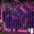 JMEXSUSS 300LED Orange and Purple Halloween Curtain Lights by JMEXSUSS