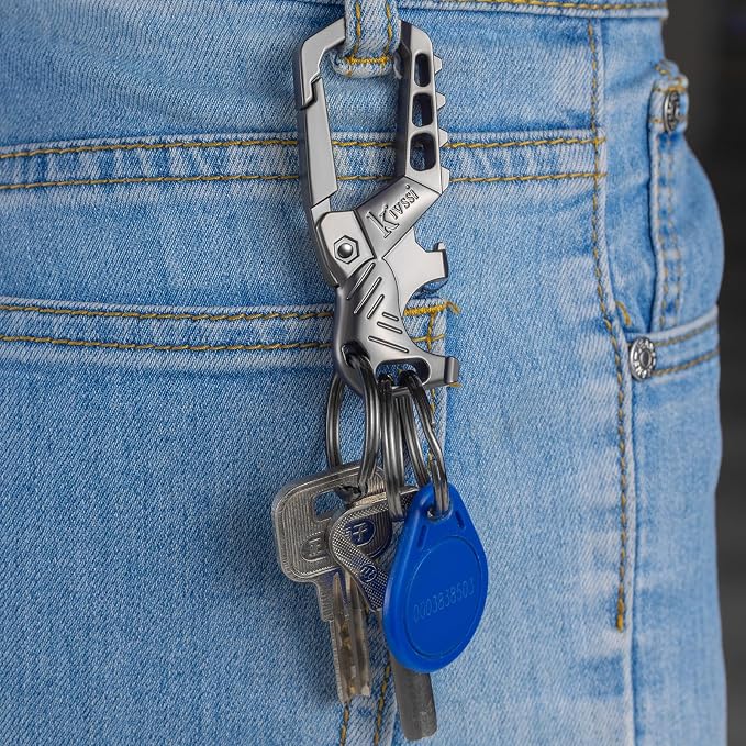 Kivssi Heavy duty metal keychains, Carabiner clip Car key chains, Fashion - Image 3