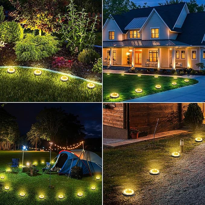 Joomer Solar Ground Lights, 8 Pack 8 LED Solar Lights Outdoor IP68 Waterproof - Image 6
