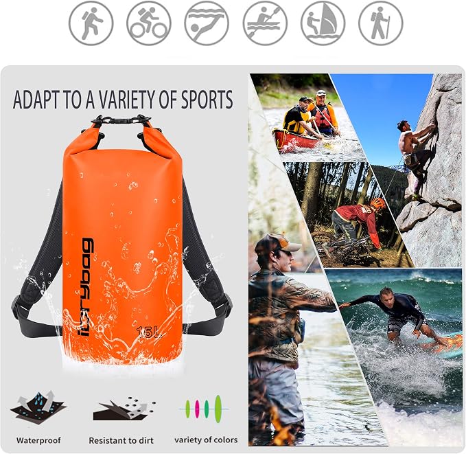 IDRYBAG Dry Bag for Kayaking Waterproof 2L/5L/10L/15L/20L, Small Dry Sack - Image 5
