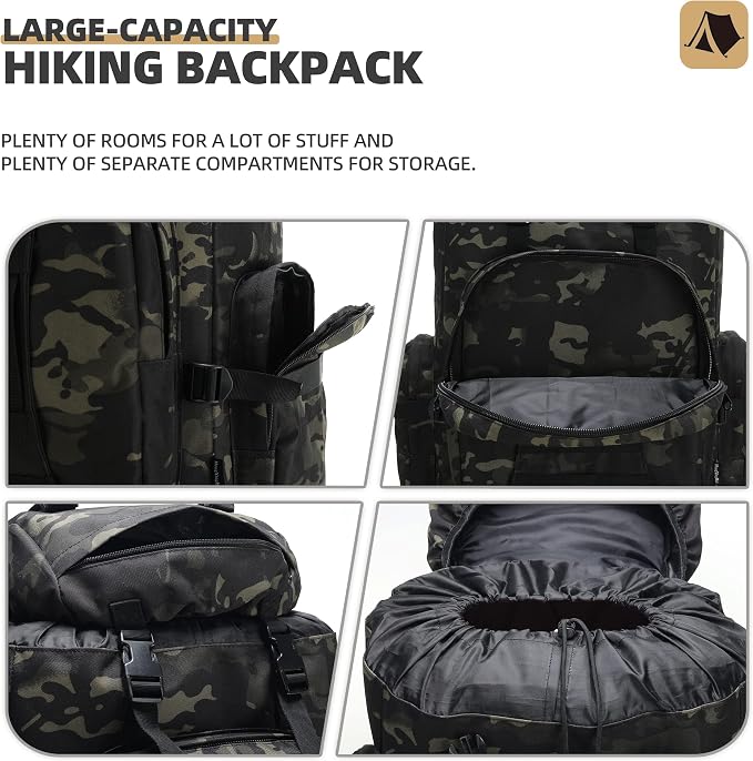 100L Camping Hiking Backpack, Molle military Tactical rucksack backpack - Image 4