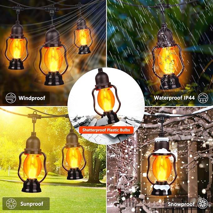 Zeiliuled Flame Outdoor String Lights, 21FT Patio Lights - Image 5