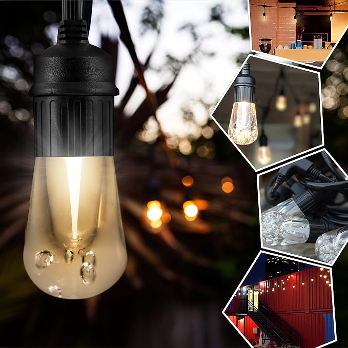 Enbrighten LED Outdoor String Lights 48ft Soft Warm White Patio Lights - Image 2