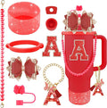 9PCS Red for Stanley Cup Accessories Set Bling Initials Bow Charms for Stanley by Unknown