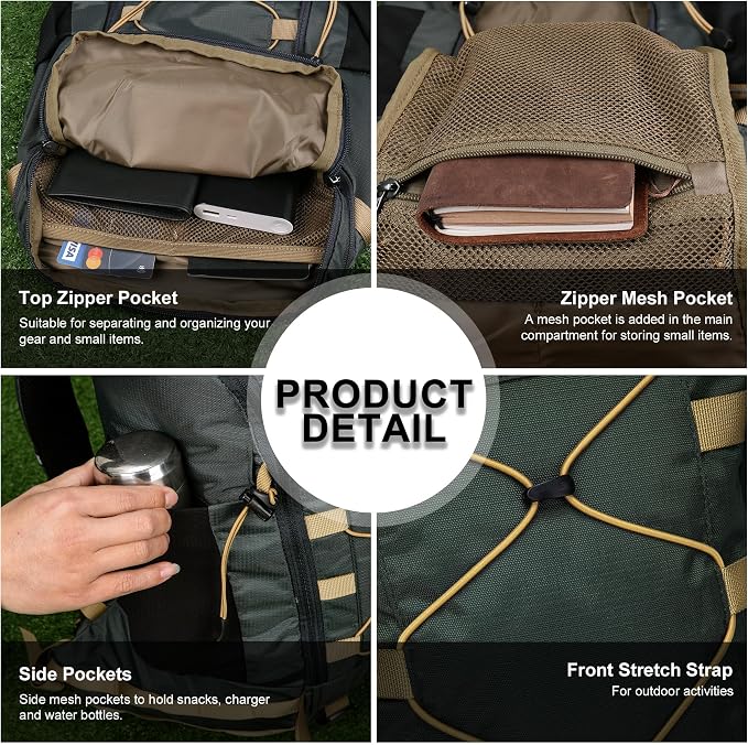 MOUNTAINTOP Hiking Backpack 35L Travel Backpack Lightweight Daypack - Image 7