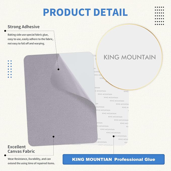 KING MOUNTAIN Canvas Repair Patch 9 x11 Inch 2 Pcs Self-Adhesive Waterproof - Image 3