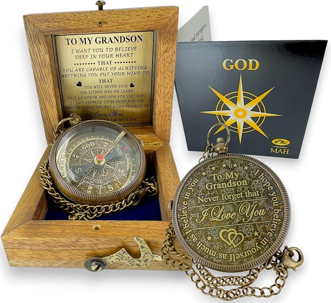 Brass Compass Gift to My Son Never Forget I Love You, Sentimental Keepsake from by MAH