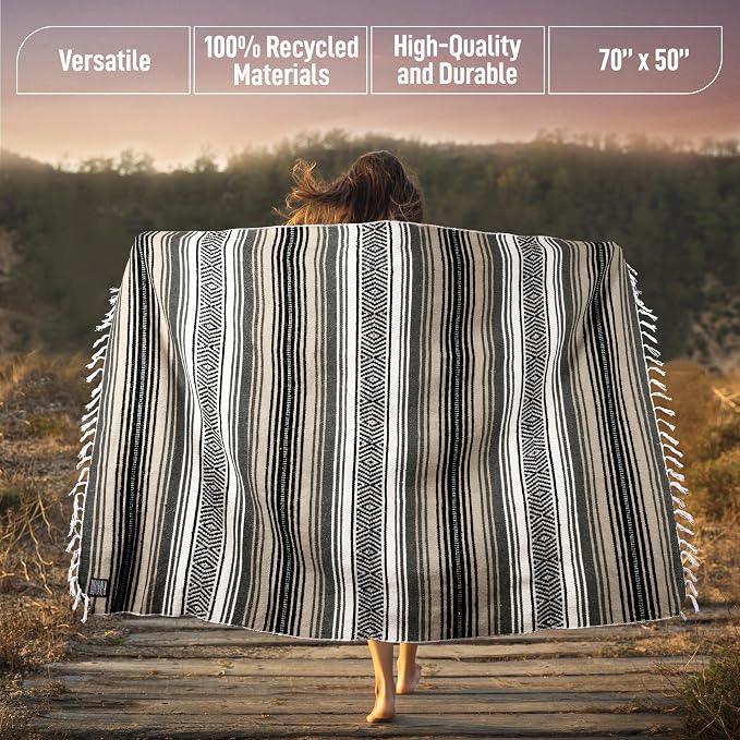 Hydration Nation Authentic Large Handwoven Mexican Blanket - Image 3
