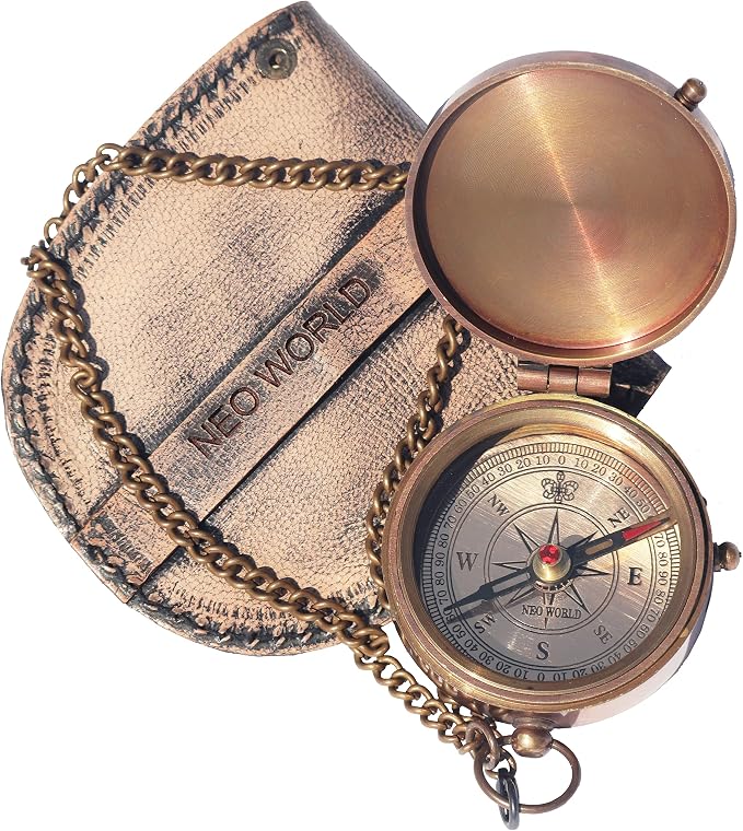 Brass Engrved Compass for Men, Pocket Compass - Image 2