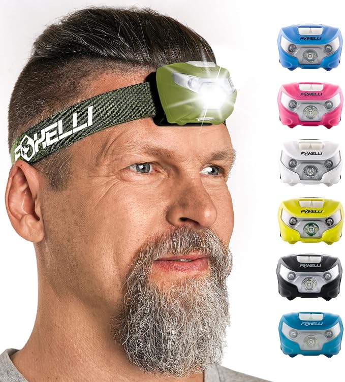 Foxelli USB-C Rechargeable LED Headlamp – Super Bright, Lightweight Head Lamp - Image 7