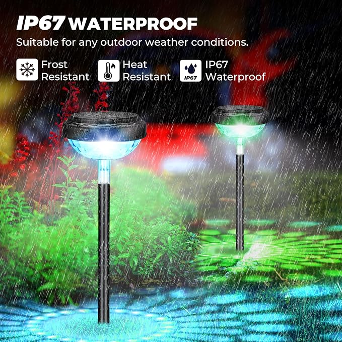 Kingsyard 8 Pack Solar Pathway Lights Outdoor Waterproof IP67, Bright Color - Image 3