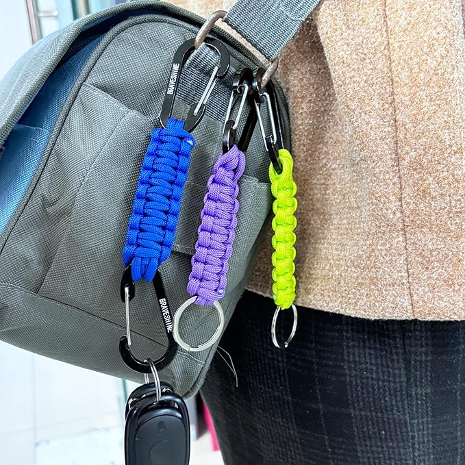 BRAVESHINE Paracord Keychain Carabiner Clip, D Ring Lanyard Hanger Stroller Hook - Image 4