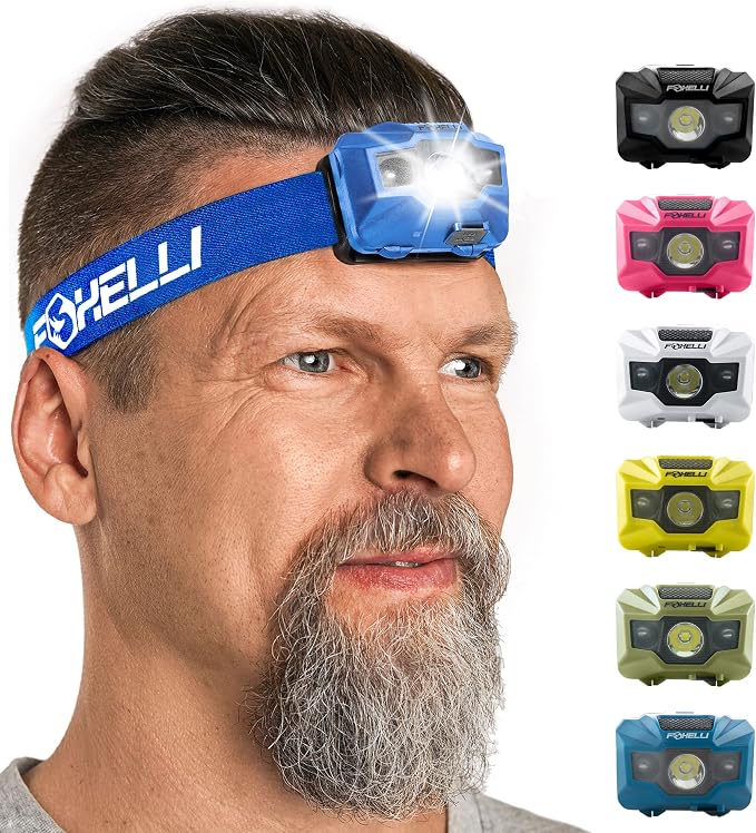 Foxelli USB‑C Rechargeable LED Headlamp – Ultra‑Light 2.4 oz & - Image 7
