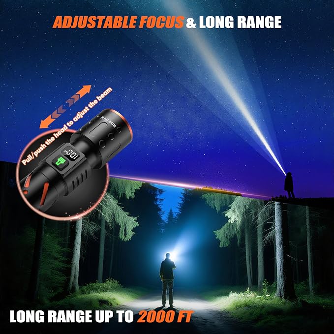 Rechargeable Flashlights High Lumens 100000 2 Pack, Super Bright 30W LED - Image 3