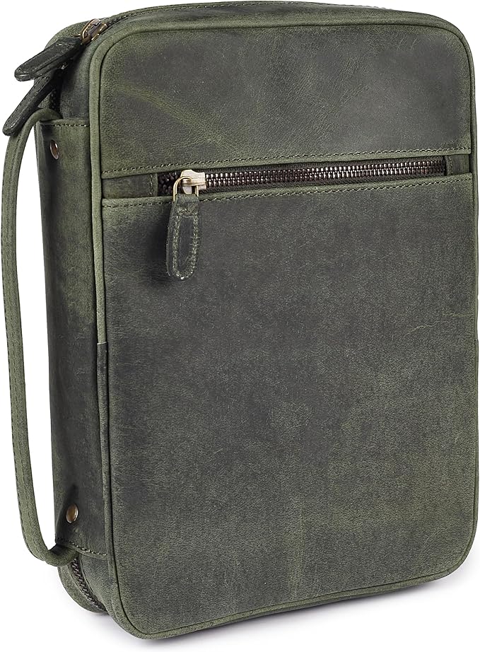 LEATHER VILLAGE Handmade Vintage Leather Bible Cover by LeatherVillage