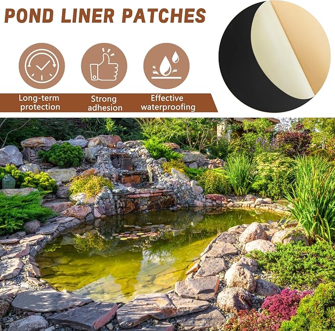 Adnee 2 Pcs Pond Liner Repair Patch-10 Inches Round Self-Adhesive EPDM Liner - Image 7