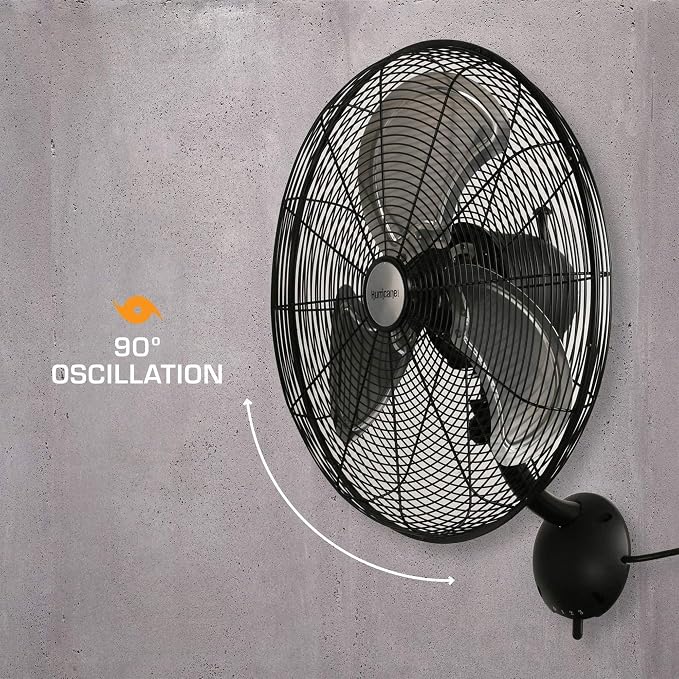 Hurricane Pro High Velocity Oscillating Metal Wall Mount Fan w/ 3 Speeds - Image 4