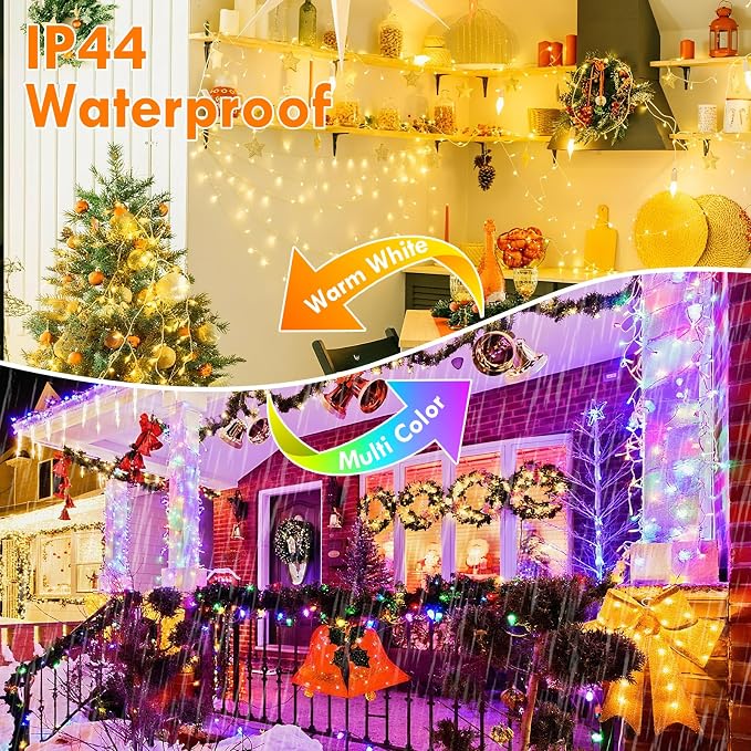 88FT 240LED Connectable String Lights Indoor Outdoor Clear Wire, Warm - Image 5