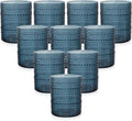 YOUBET 24PCS Plastic Hobnail Drinking Glasses - 14 Oz Blue Vintage Glasses by YOUBET