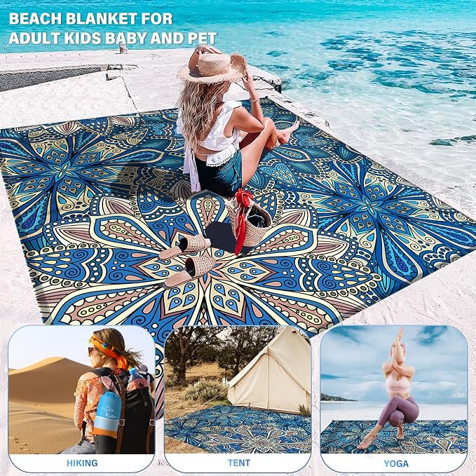 Famstar Beach Blanket Oversized Extra Large 78" X 81", Waterproof Sandproof - Image 3