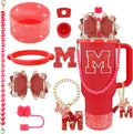 9PCS Red for Stanley Cup Accessories Set Bling Initials Bow Charms for Stanley by Unknown