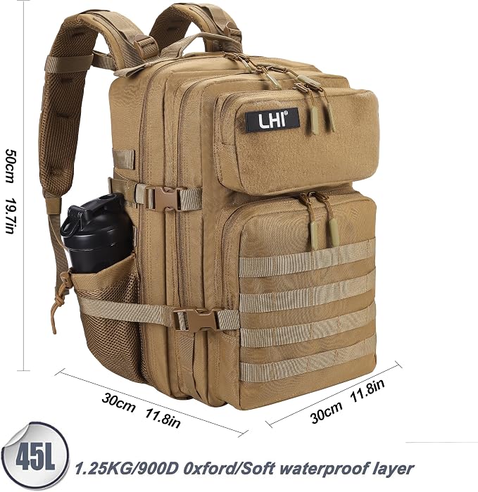 LHI Military Tactical Backpack for Men and Women 45L Army 3 Days Assault Pack - Image 3