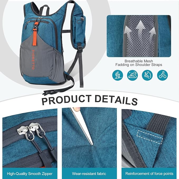FIORETTO 20L Hiking Backpack for Women Men Mini Packable Backpack Lightweight - Image 7