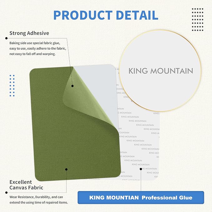KING MOUNTAIN Canvas Repair Patch 9 x11 Inch 2 Pcs Self-Adhesive Waterproof - Image 3