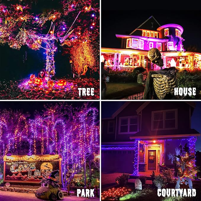 JMEXSUSS Halloween Decoration Lights, 200 LED Orange Purple Halloween Lights - Image 7