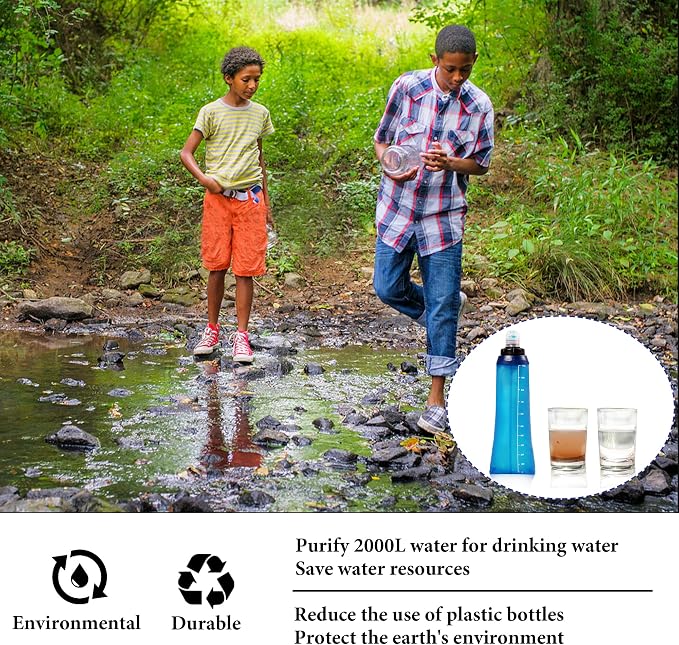 Portable 1.0L Water Fiter, Outdoor Water Filter Backpacking, Collapsible Hiking - Image 4