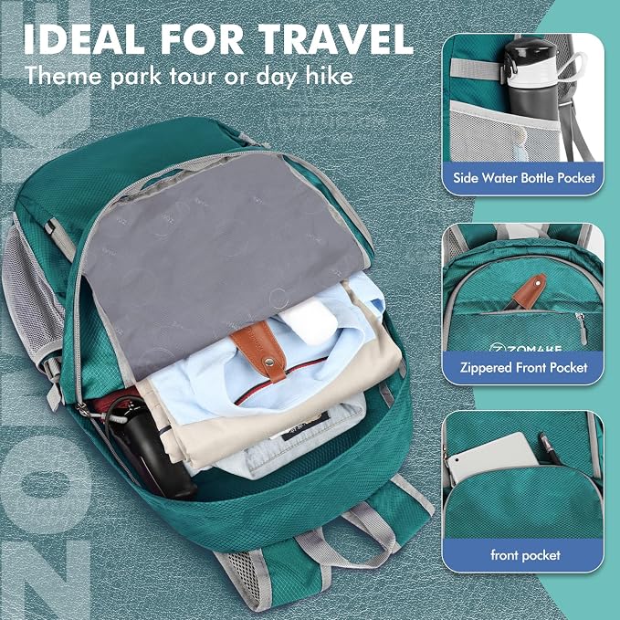 ZOMAKE Lightweight Packable Backpack 30L, Foldable Hiking Backpacks Water - Image 4