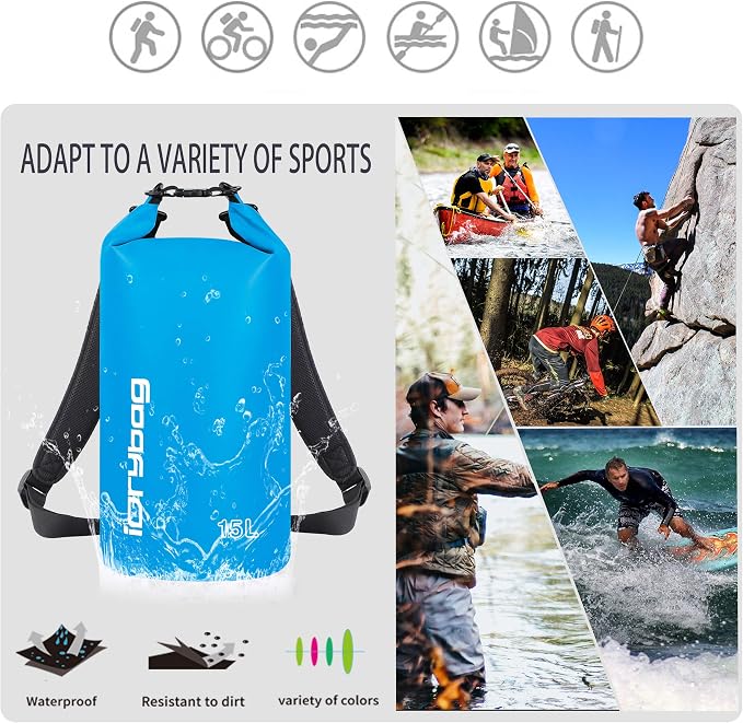 IDRYBAG Dry Bag for Kayaking Waterproof 2L/5L/10L/15L/20L, Small Dry Sack - Image 5