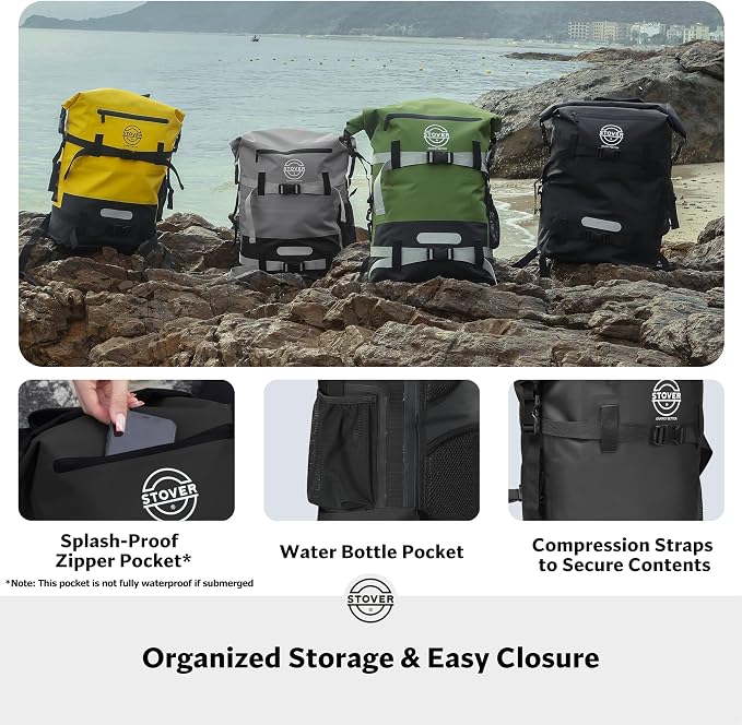 STOVER 5/10/25/30/40/55L Waterproof Dry Bag- Roll-Top Backpack w/Phone Case- - Image 7