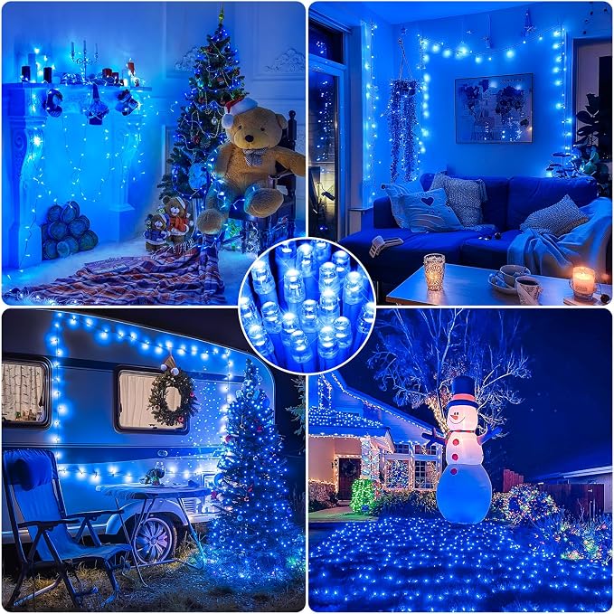 JMEXSUSS Blue Christmas String Lights Indoor Outdoor, 66ft 200 LED Blue String - Image 6