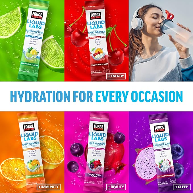 Force Factor Liquid Labs Electrolytes Powder Packets—Lemon Lime—Hydration - Image 9