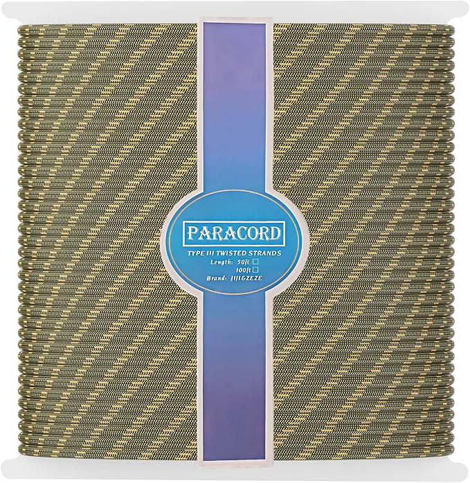 Paracord 850lb | Parachute Cord 12 Strand Genuine Type III Nylon Rope Tent Rope by JIJI%26ZEZE