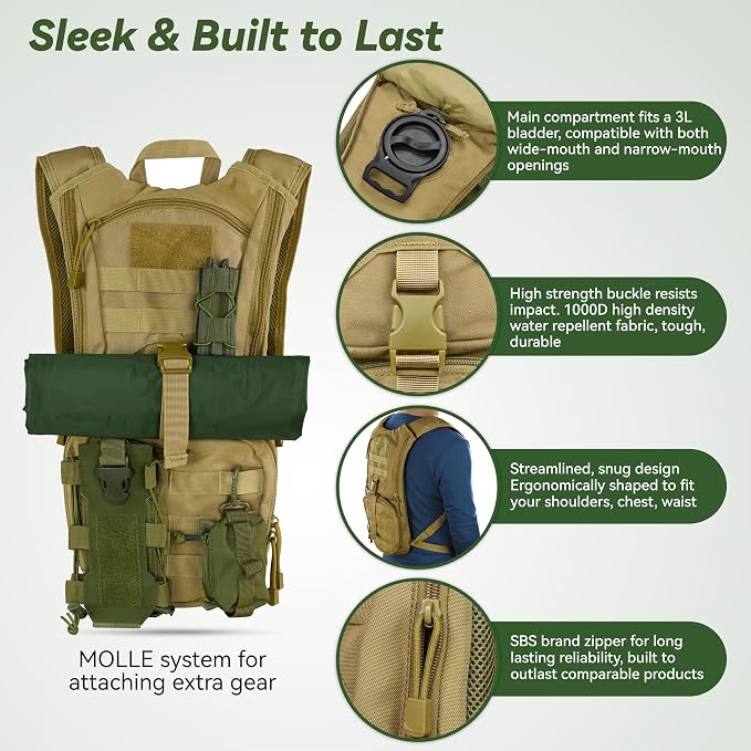 MARCHWAY Tactical Molle Hydration Pack Backpack - Image 3