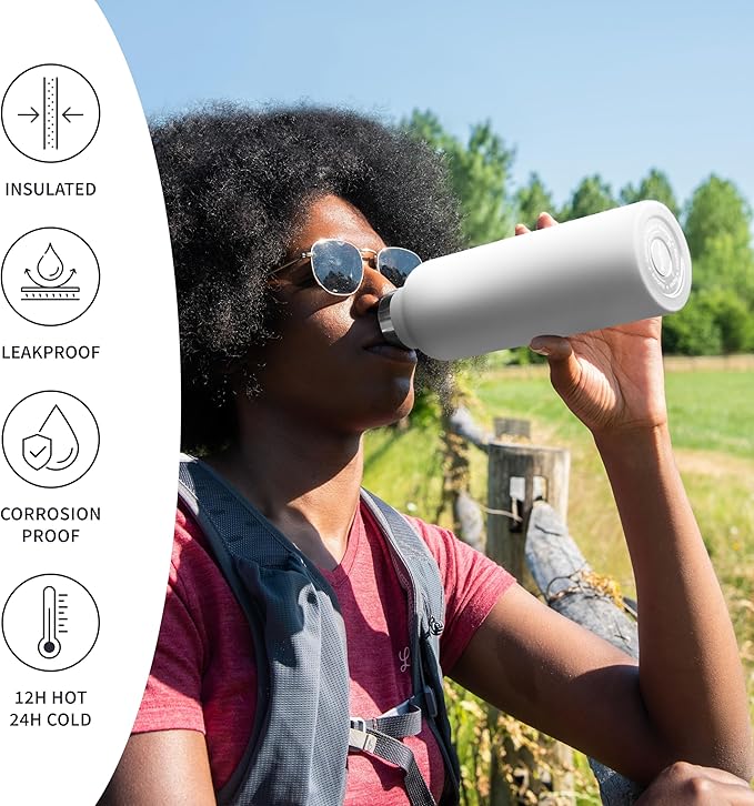 Bambaw Insulated Metal Water Bottle 32 oz, Double Wall 32 oz Water Bottle - Image 3