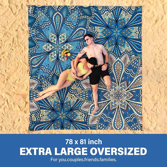 Famstar Beach Blanket Oversized Extra Large 78" X 81", Waterproof Sandproof - Image 2