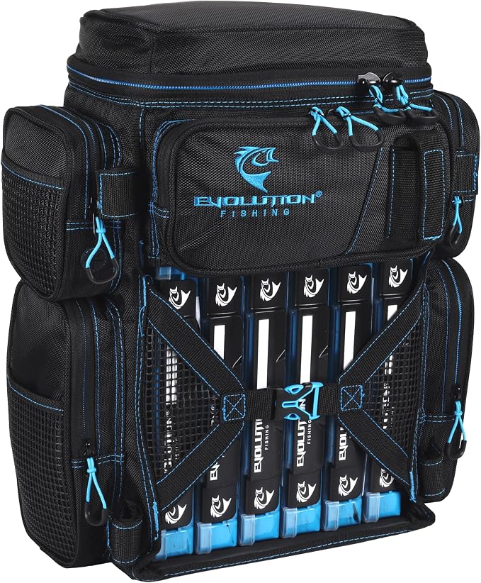 Evolution Fishing Drift Series Tackle Backpack, Outdoor Rucksack w/ 6 Fishing by EvolutionOutdoor