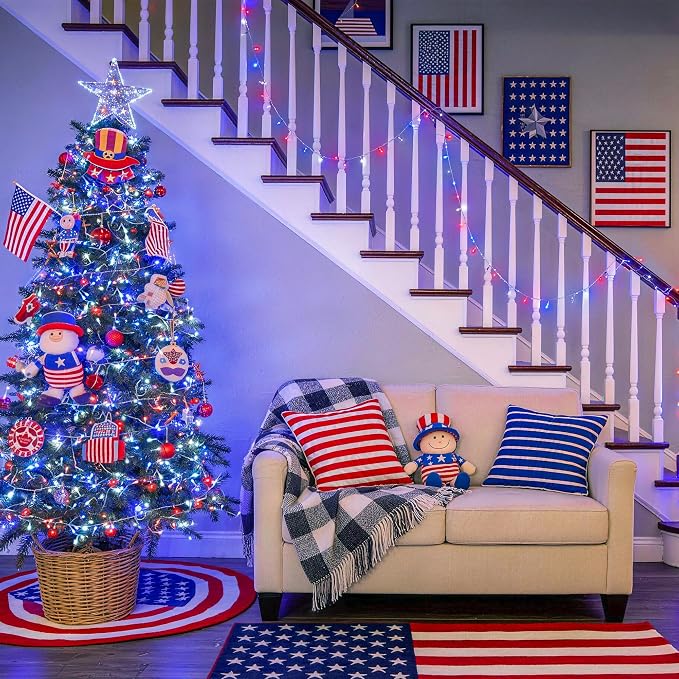 JMEXSUSS 33ft 100 LED Red White and Blue Lights Outdoor, 4th of July Lights - Image 5