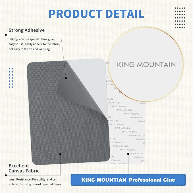 KING MOUNTAIN Canvas Repair Patch 9 x11 Inch 2 Pcs Self-Adhesive Waterproof - Image 3