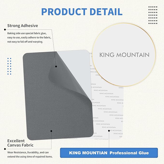 KING MOUNTAIN Canvas Repair Patch 9 x11 Inch 4 Pcs Self-Adhesive Waterproof - Image 3